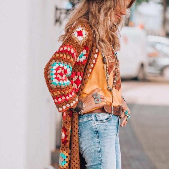 Granny square, Bohemian vintage cardigan - Picture 3 of 6